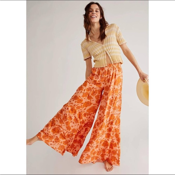 NEW Free People x Jen's Pirate Booty Electro Floral Seadrift Flare Pants - Picture 3 of 12